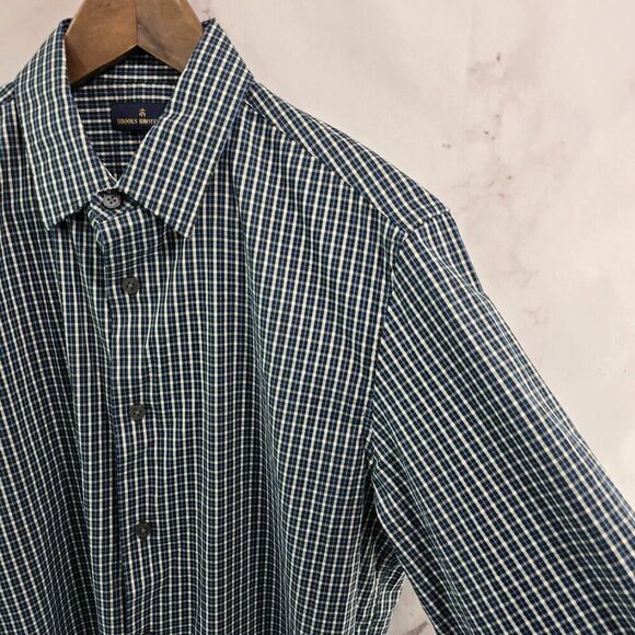 Brooks Brothers Shirt Mens Small Black Blue Plaid Button Up Check Long Sleeve - Picture 9 of 10